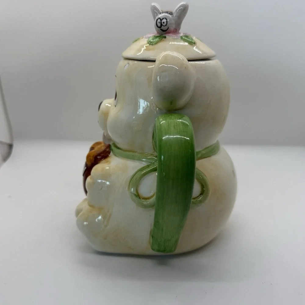 VTG JSNY 1975 Bear Honey Teapot Bee Lid Hand Painted‎ Ceramic Part of Collection